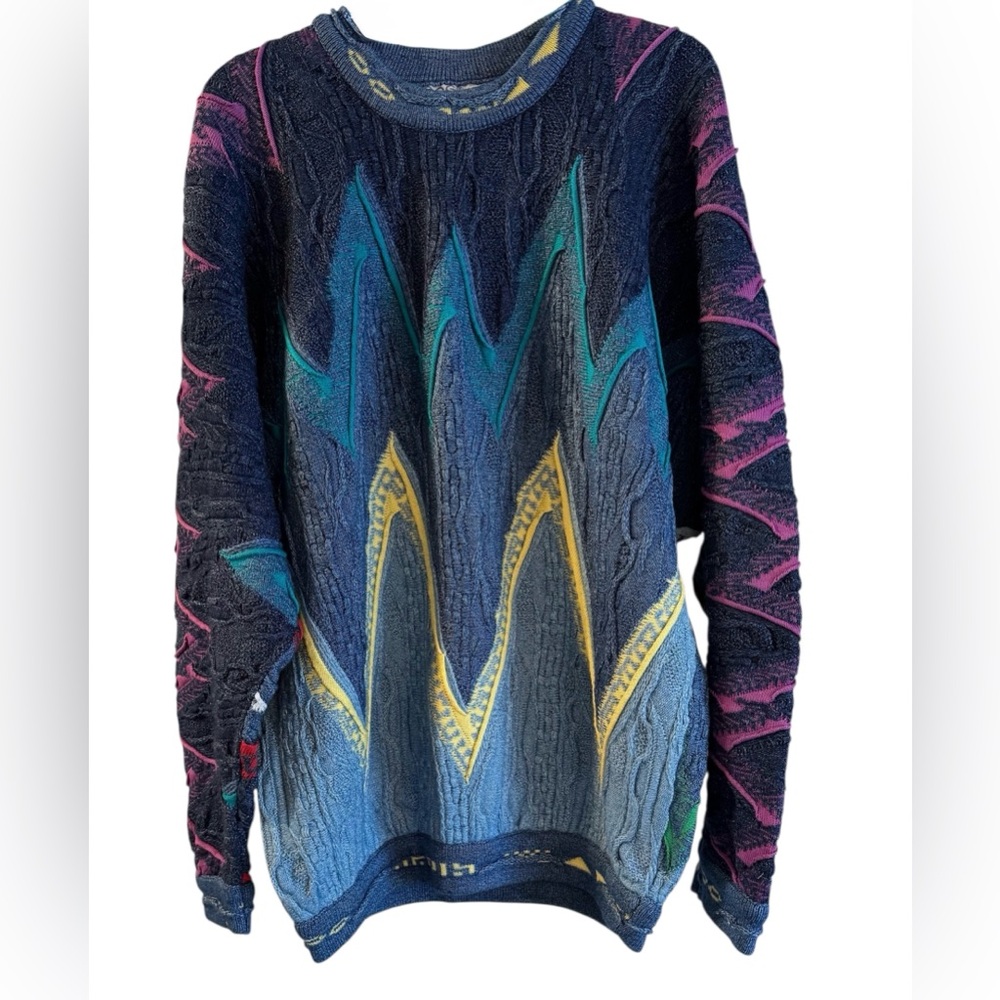 COOGI Vintage Colorful 3D Abstract Sweater.
